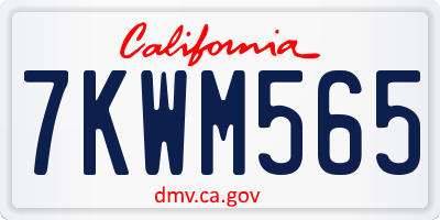 CA license plate 7KWM565