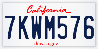 CA license plate 7KWM576