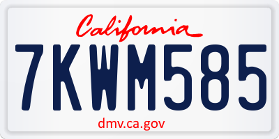 CA license plate 7KWM585