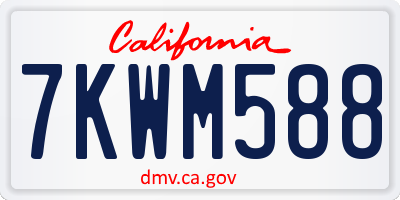 CA license plate 7KWM588