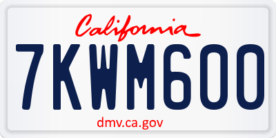 CA license plate 7KWM600