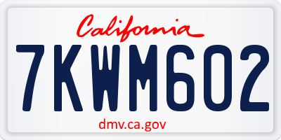 CA license plate 7KWM602