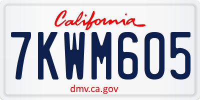 CA license plate 7KWM605