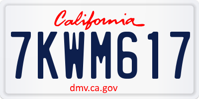CA license plate 7KWM617