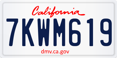CA license plate 7KWM619