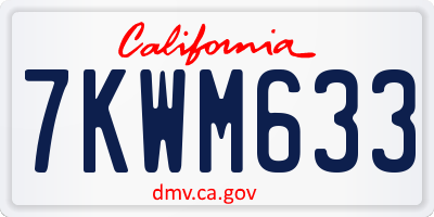 CA license plate 7KWM633