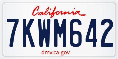 CA license plate 7KWM642