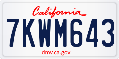 CA license plate 7KWM643
