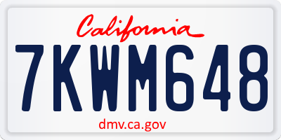 CA license plate 7KWM648