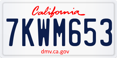 CA license plate 7KWM653