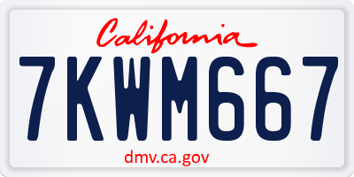 CA license plate 7KWM667