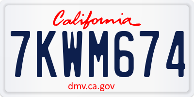 CA license plate 7KWM674