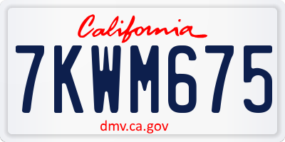 CA license plate 7KWM675