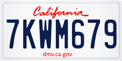 CA license plate 7KWM679