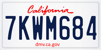 CA license plate 7KWM684