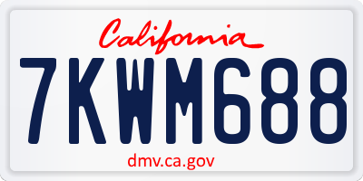 CA license plate 7KWM688