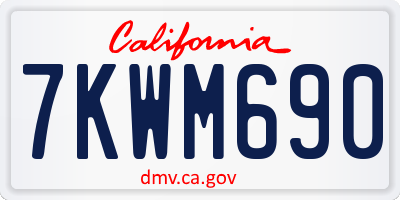 CA license plate 7KWM690