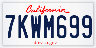CA license plate 7KWM699