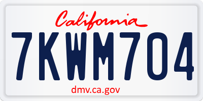 CA license plate 7KWM704