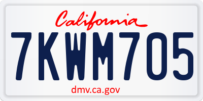 CA license plate 7KWM705
