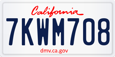 CA license plate 7KWM708