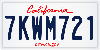 CA license plate 7KWM721