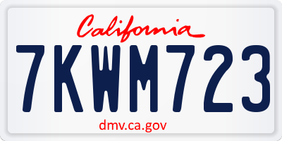 CA license plate 7KWM723