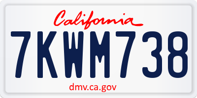CA license plate 7KWM738