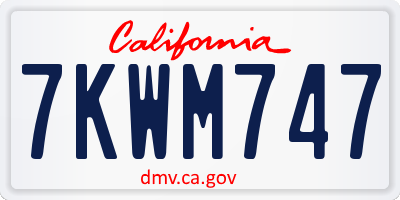 CA license plate 7KWM747
