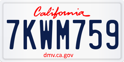 CA license plate 7KWM759