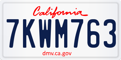 CA license plate 7KWM763