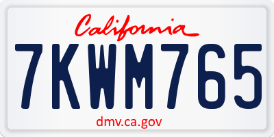 CA license plate 7KWM765