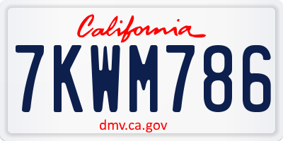 CA license plate 7KWM786