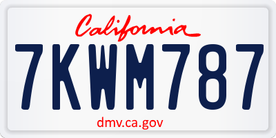 CA license plate 7KWM787