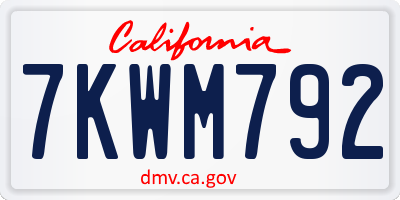CA license plate 7KWM792