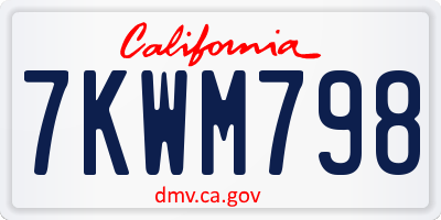 CA license plate 7KWM798