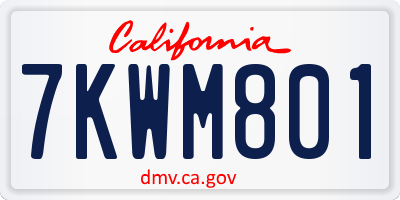 CA license plate 7KWM801