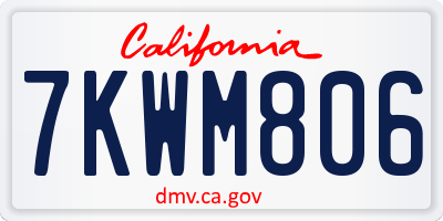 CA license plate 7KWM806