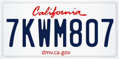 CA license plate 7KWM807