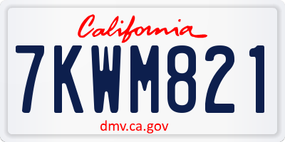 CA license plate 7KWM821