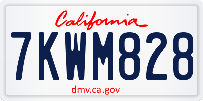 CA license plate 7KWM828