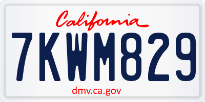 CA license plate 7KWM829
