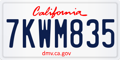 CA license plate 7KWM835