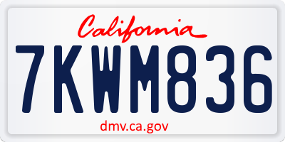 CA license plate 7KWM836
