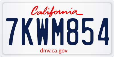 CA license plate 7KWM854