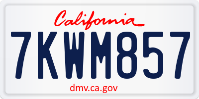 CA license plate 7KWM857
