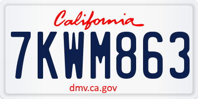 CA license plate 7KWM863
