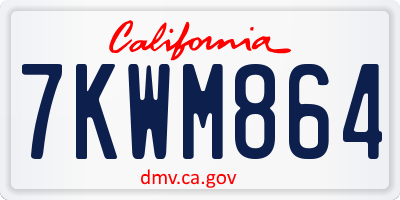 CA license plate 7KWM864