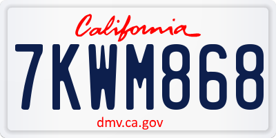 CA license plate 7KWM868