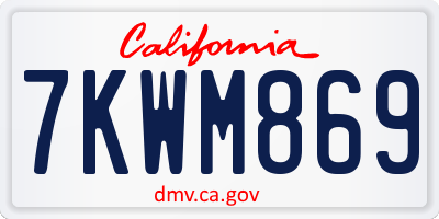 CA license plate 7KWM869